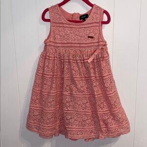 DKNY Coral Lace Dress with Bow